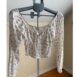 Billabong Women's Floral Tie Front Crop Top Sz Large Boho Festival Cottagecore